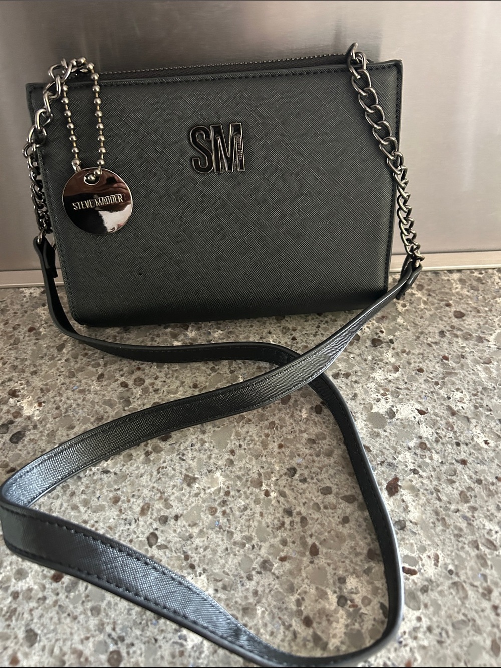 Steve Madden Black Chain-Strap Crossbody Bag